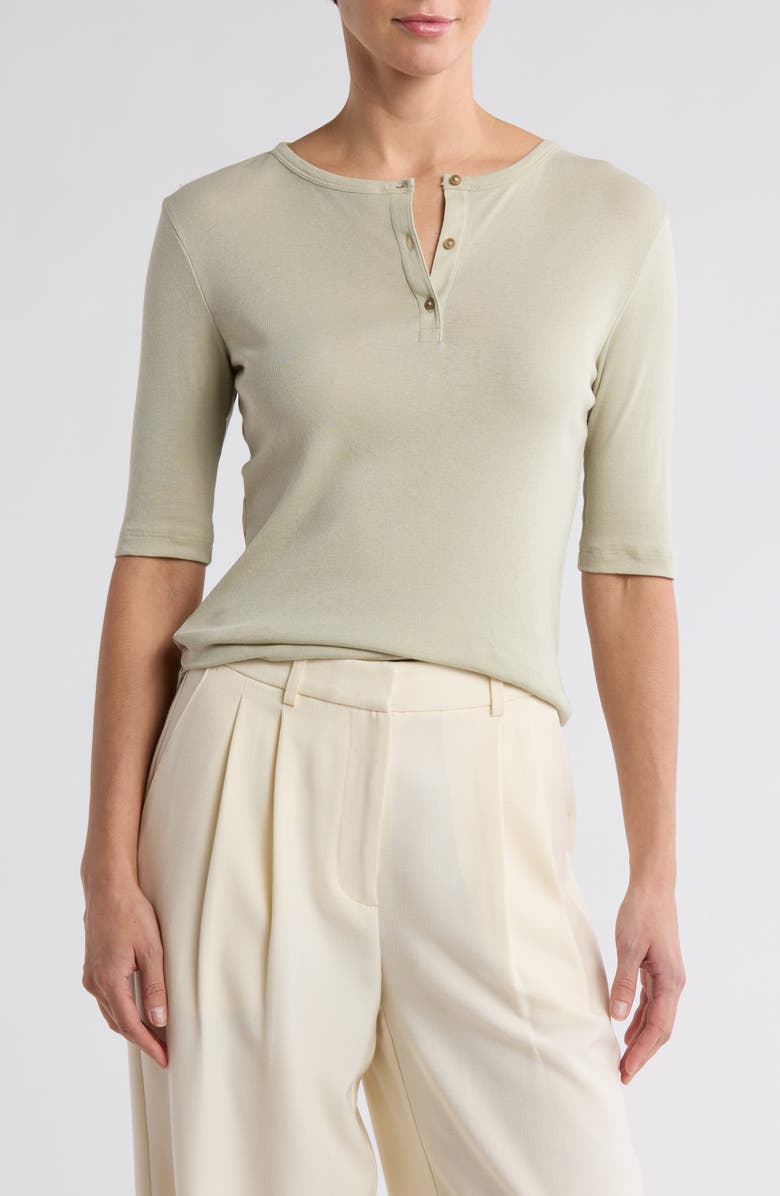 Vince Pima Cotton Henley, Main, color, White Jade