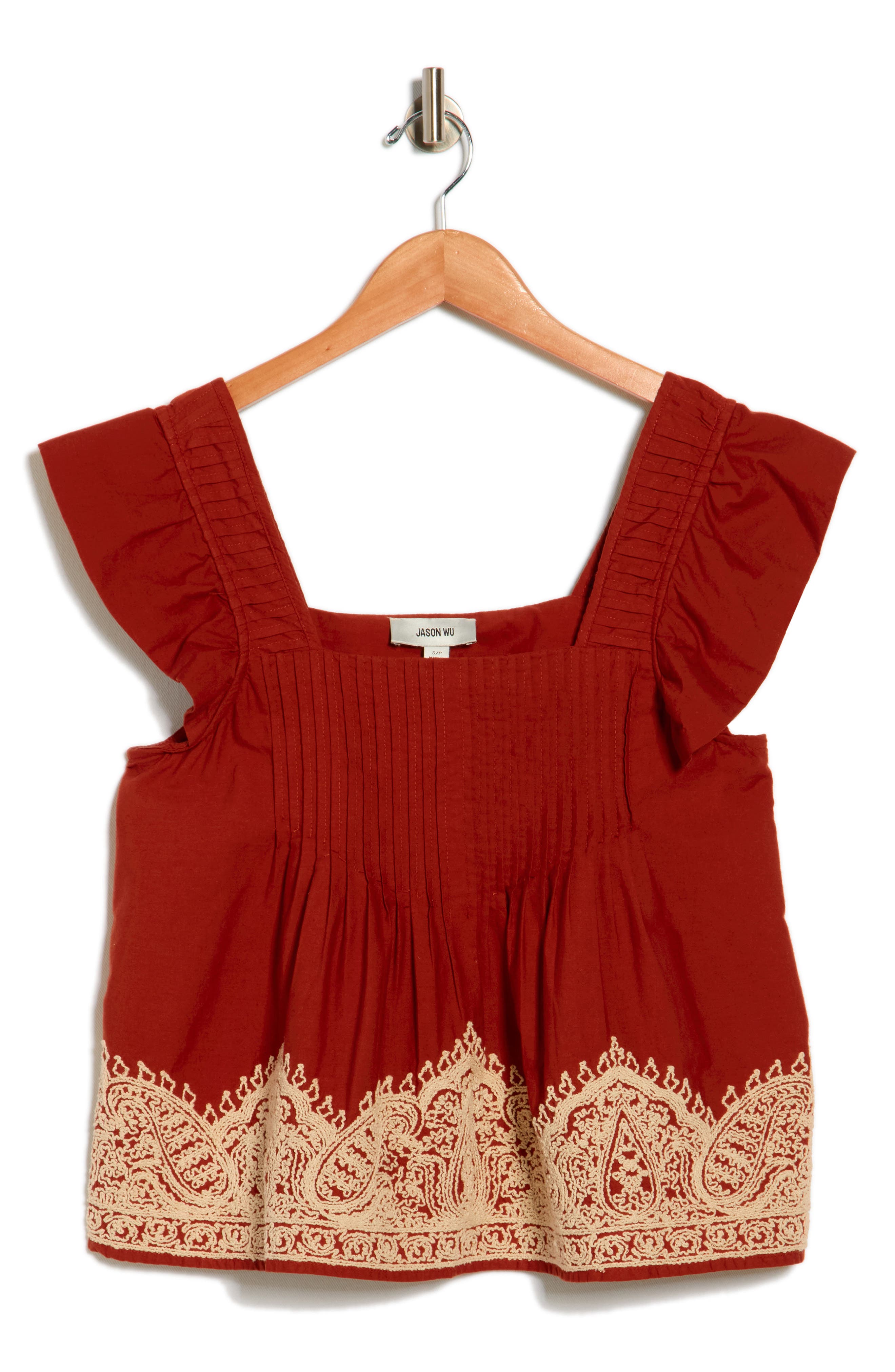 JASON WU Ruffle Embroidered Tank