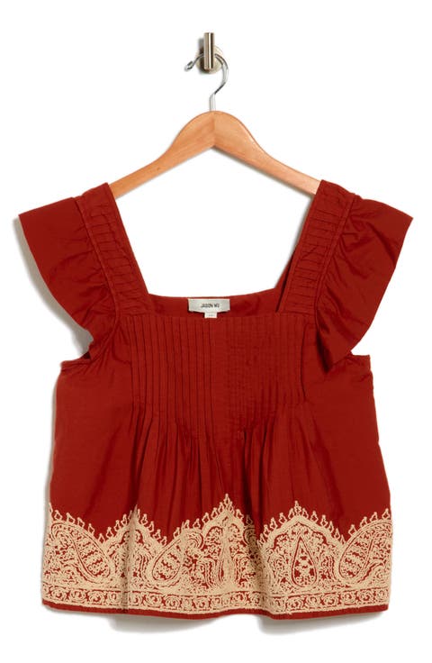 Ruffle Embroidered Tank