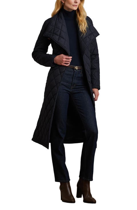 Quilted Long Wrap Jacket