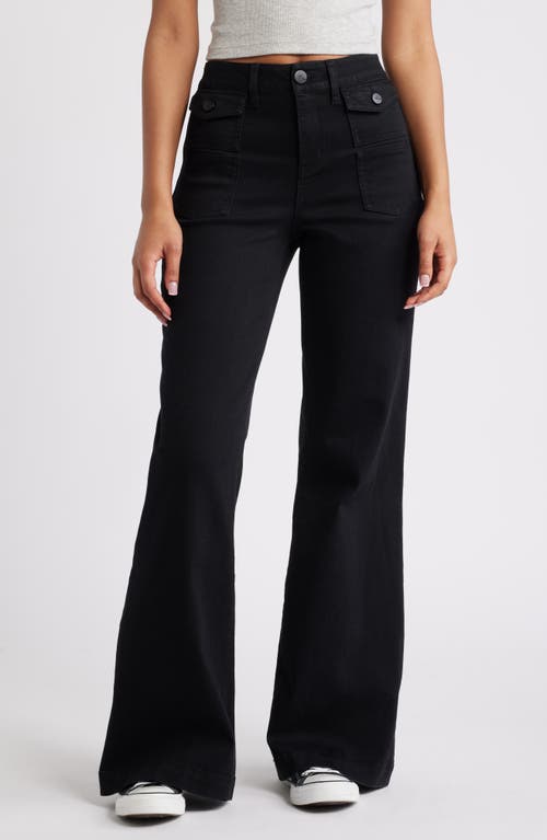 1822 Denim Belle Patch Pocket Flare Jeans in Black 