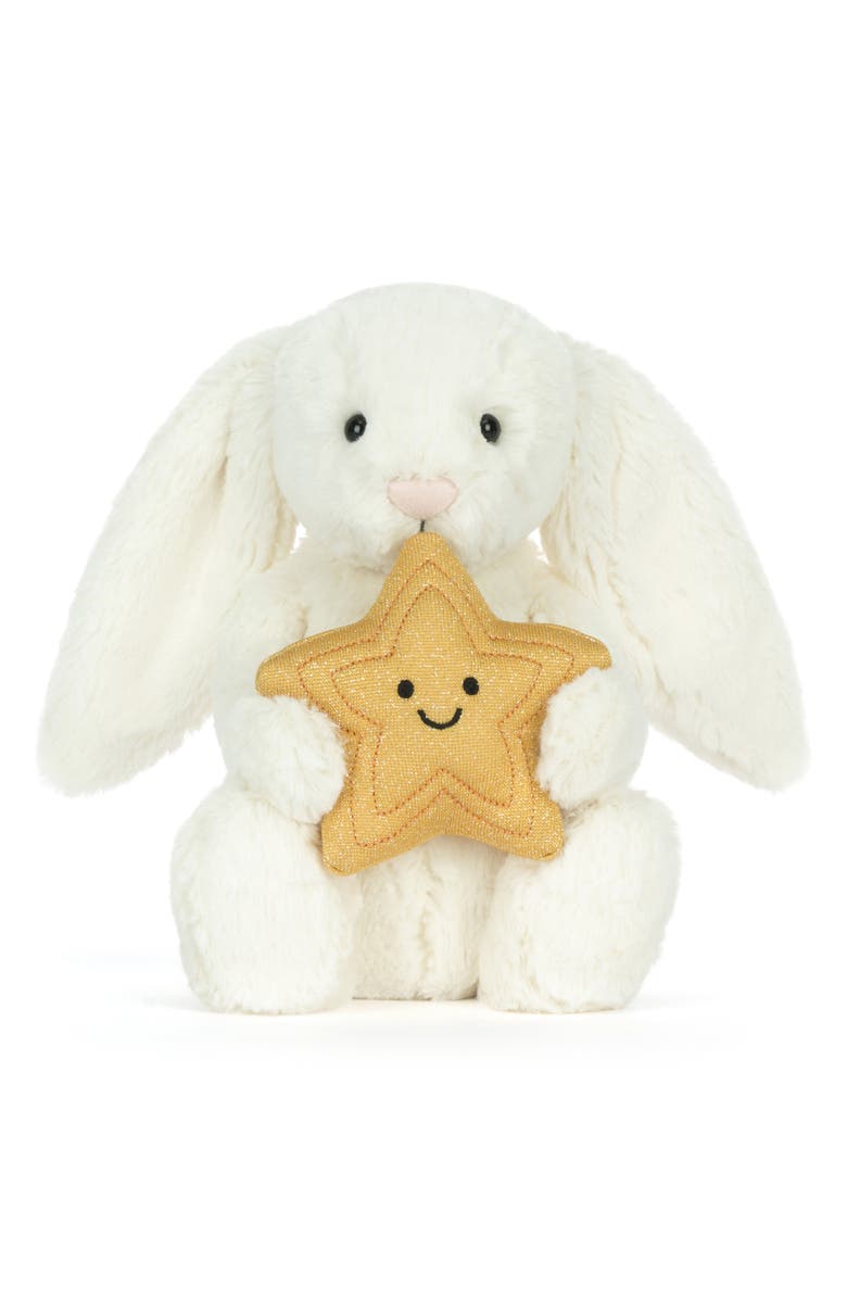 Jellycat Bunny with Star Plushie, Main, color, White