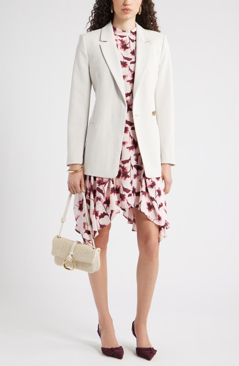 Chelsea28 Pintuck Shark Bite Hem Dress, Alternate, color, Pink Caroline Floral