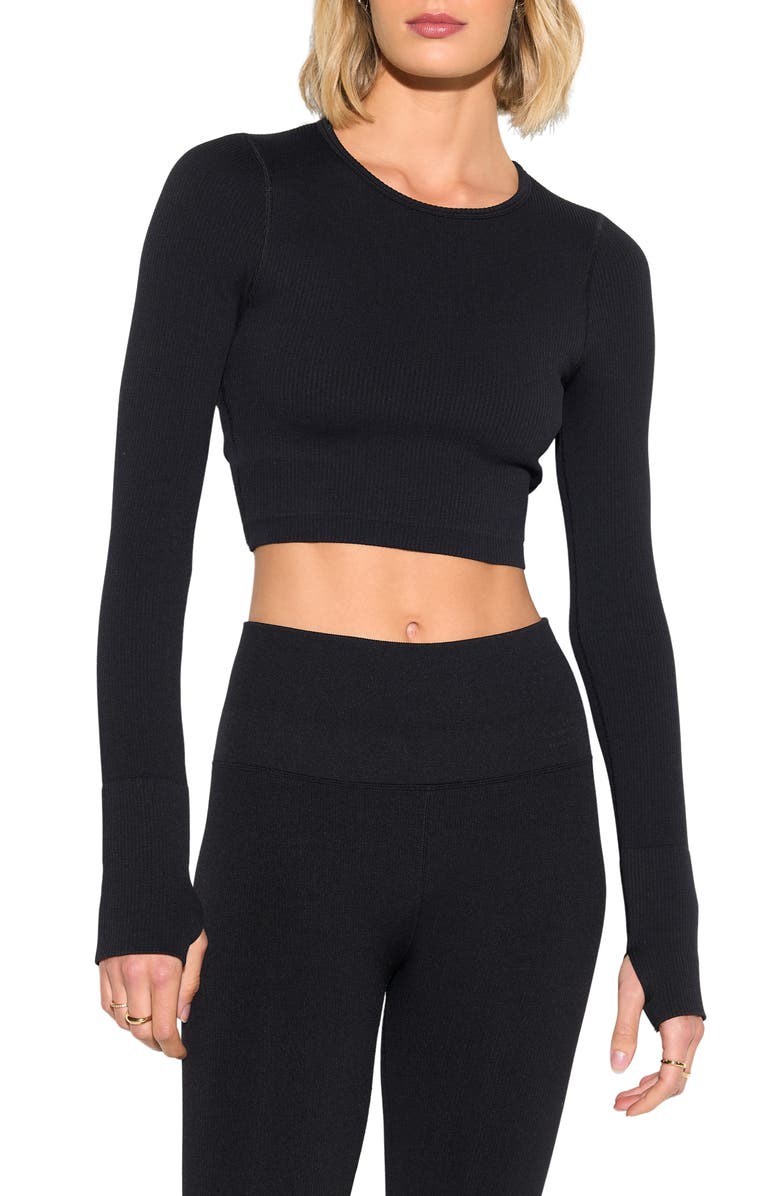 Spiritual Gangster Liberty Crop Long Sleeve, Main, color, Black