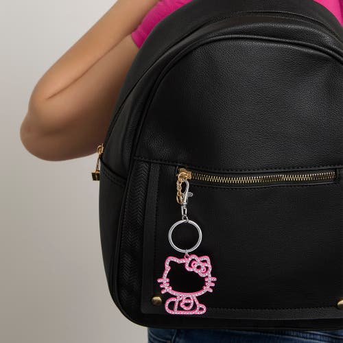 Hello Kitty Pink Crystal Outline Keychain In Metallic