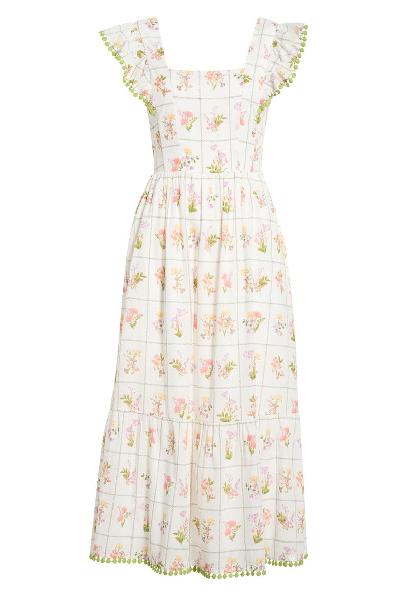 Diane Floral Maira Tie Back Midi Sundress, Alternate, color, CORAL-MUL