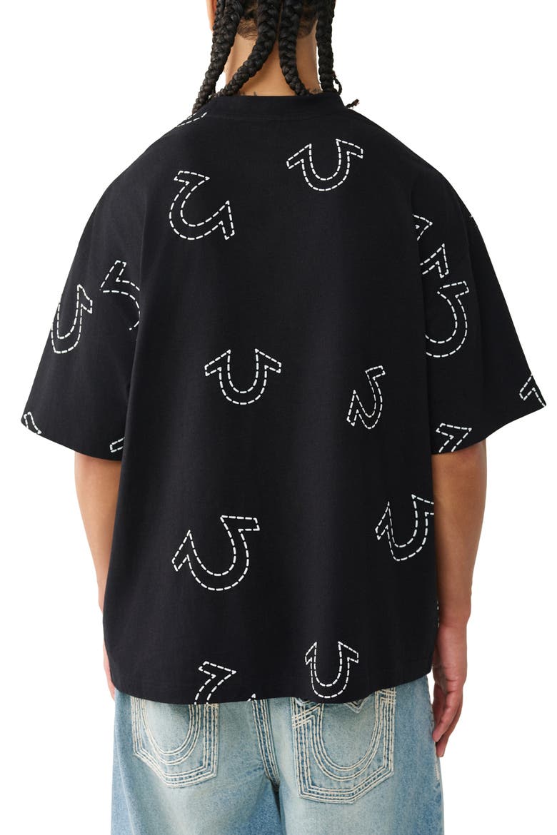 Horseshoe Print Oversize Heavyweight Cotton T-Shirt, Alternate, color, JET BLACK