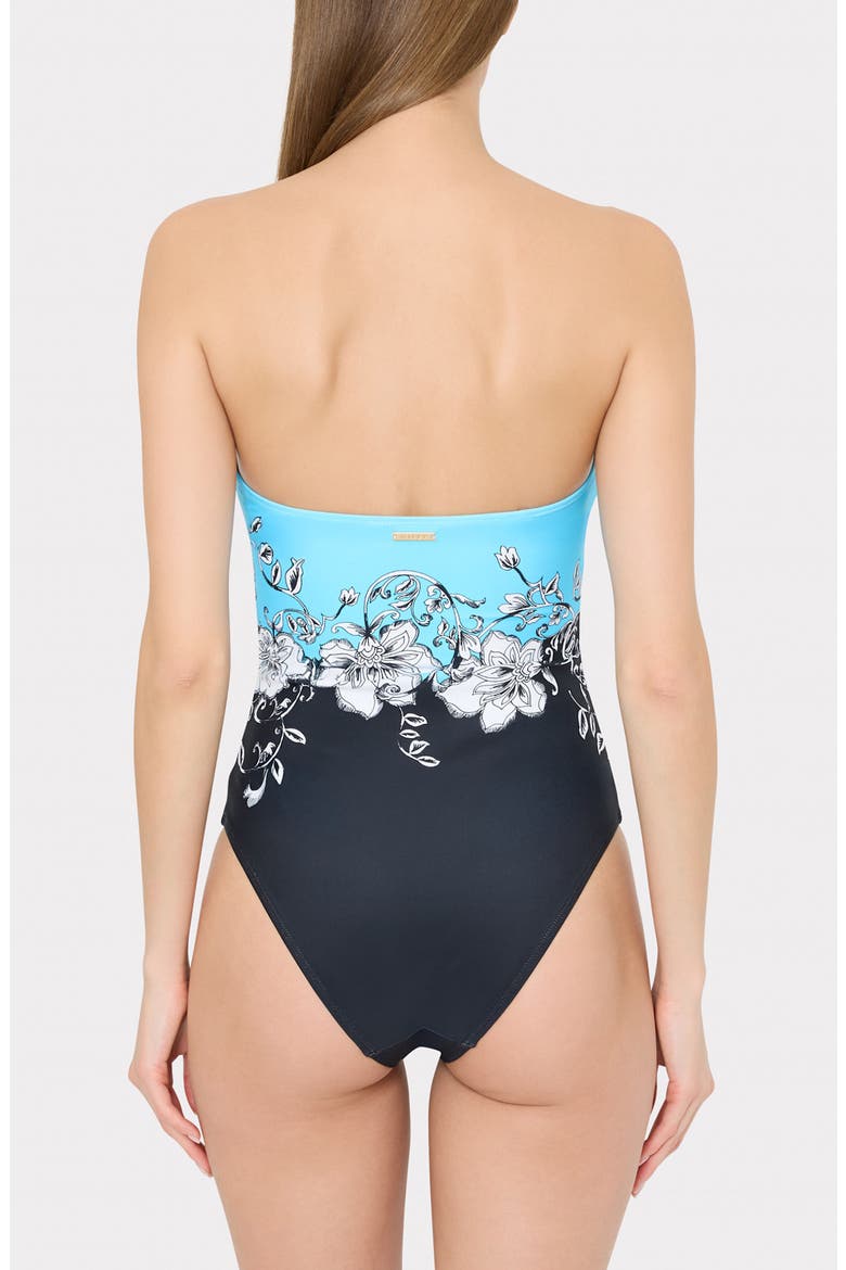 Floral Strapless One-Piece Swimsuit, Alternate, color, BLUE BLACK