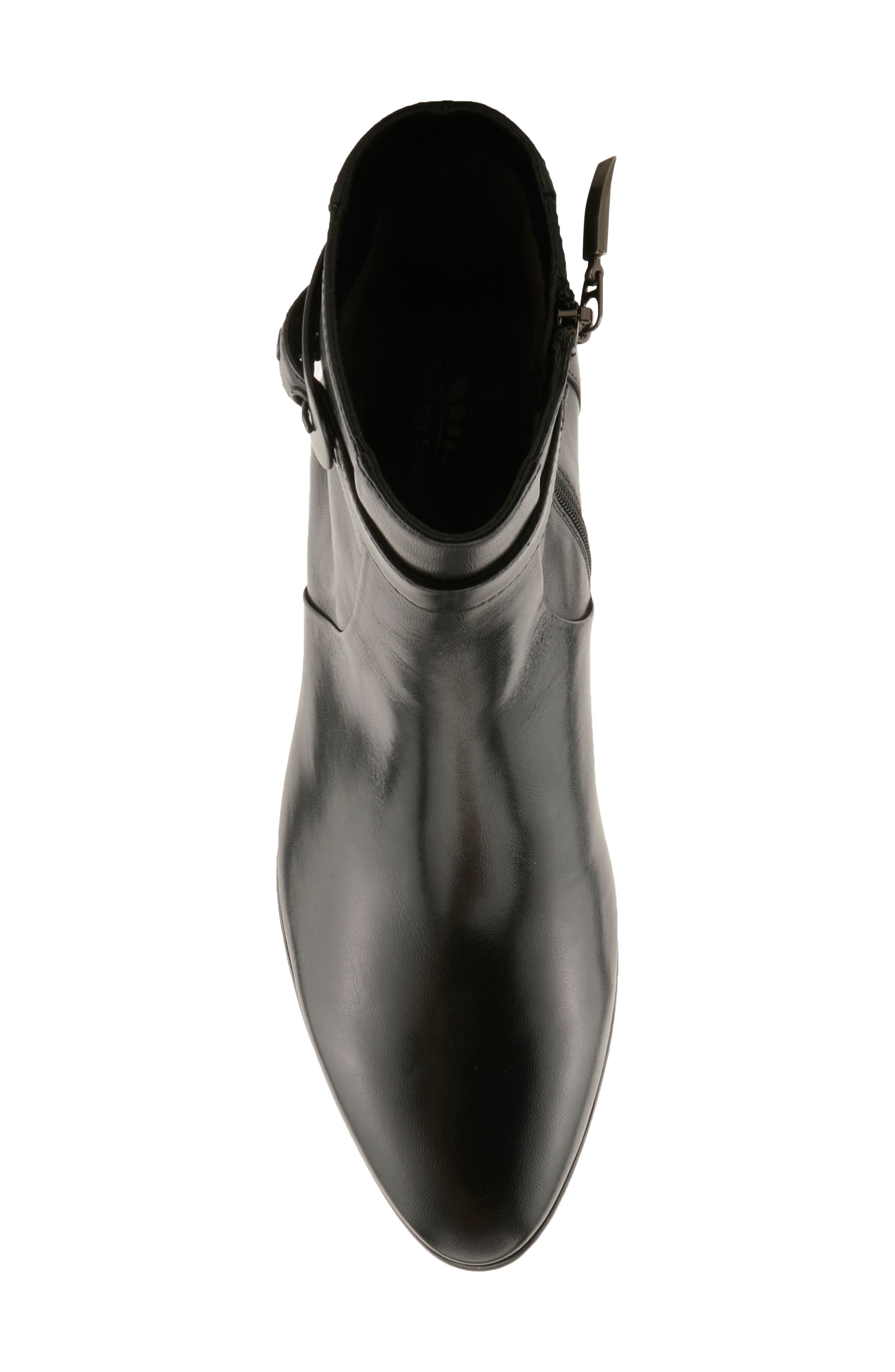 Velloria Leather Bootie, Alternate, color, BLACK