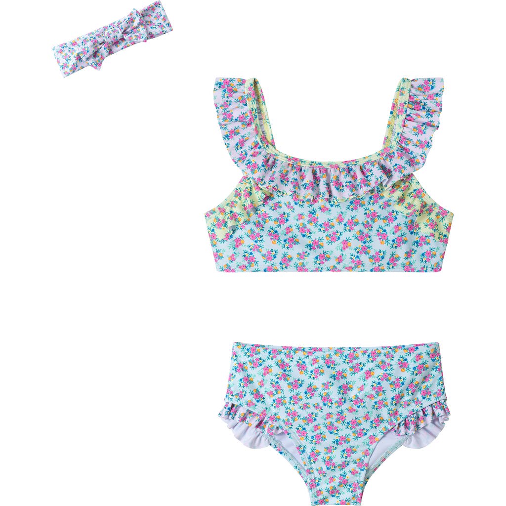 Shop Andy & Evan Kids' Floral Two-piece Swimsuit & Headband Set In Multi