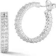 CHLOE AND MADISON Double Row Pavé Cubic Zirconia Hoop Earrings