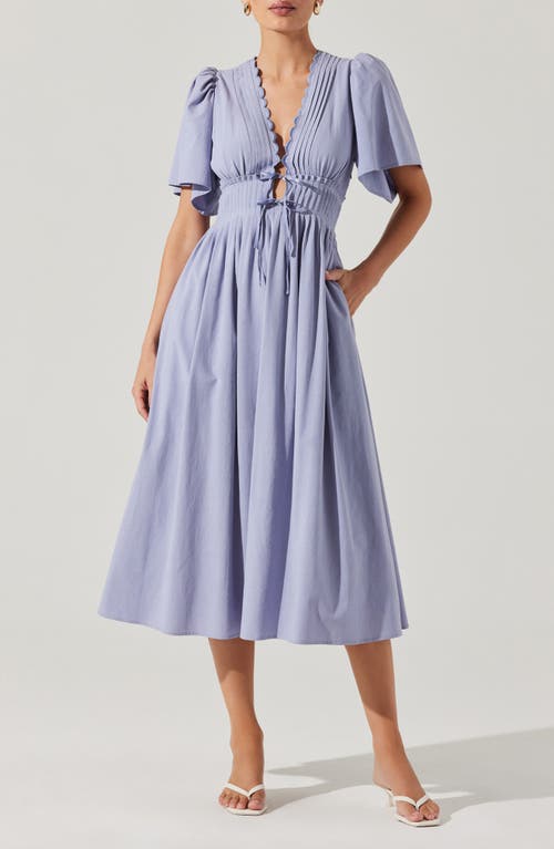 Astr The Label Hadleigh Scallop Detail Cotton Blend Midi Dress