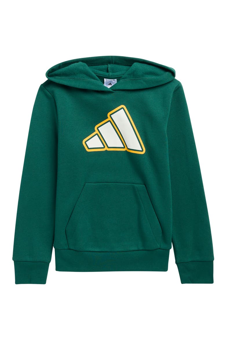Kids' Logo Fleece Hoodie, Main, color, COLLEGIATE GREEN