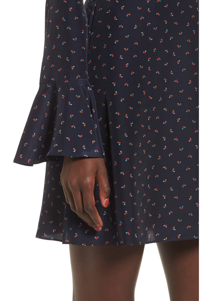 High Neck Fit & Flare Dress, Alternate, color, NAVY MULTI