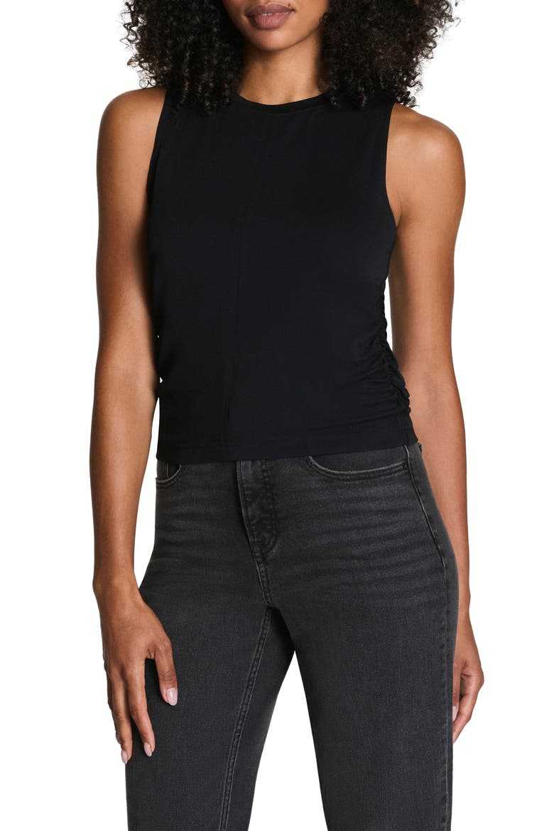 Sleek Ruched Jersey Tank Top, Main, color, CLASSIC BLACK