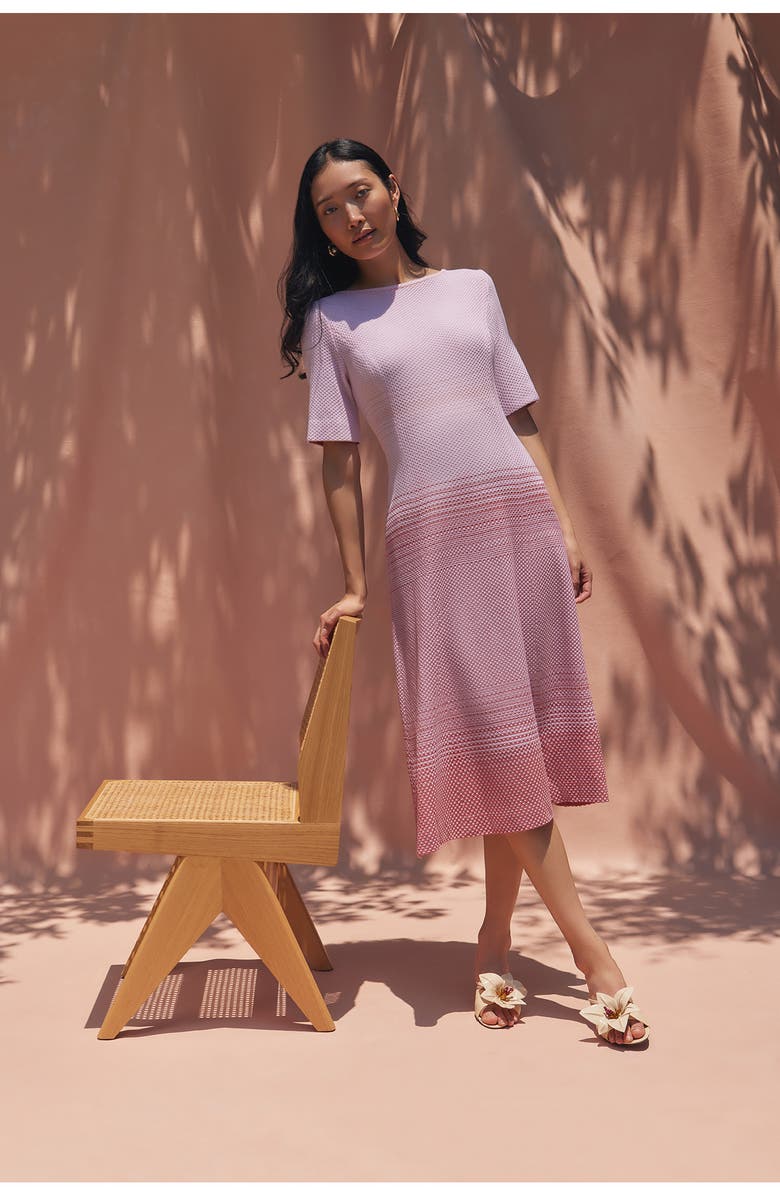 Misook Modern Fit A-Line Ombré Midi Dress, Alternate, color,