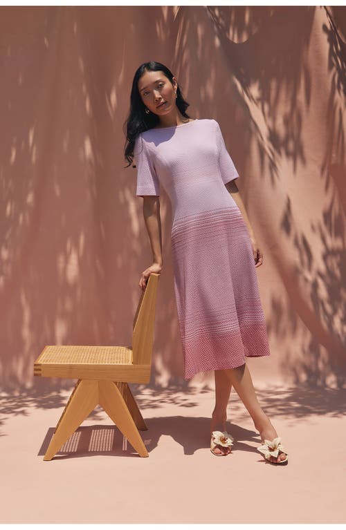Misook A Line Ombre Midi Dress In Soft Blush Multi