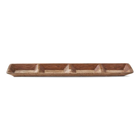 Watermill Natural Wood Divided Serving Tray for Entertaining