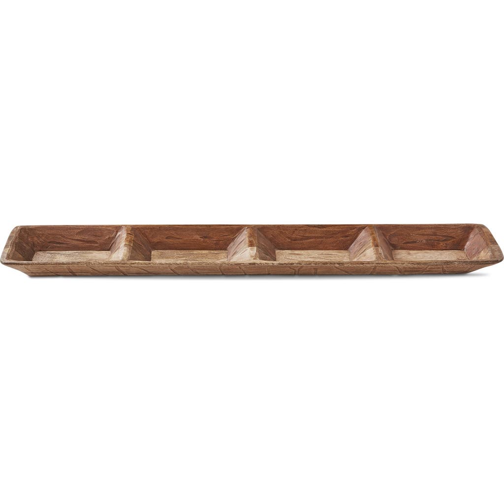 Tag Watermill Natural Wood Divided Serving Tray For Entertaining In Brown