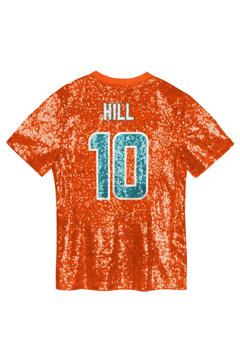 Girls Youth Tyreek Hill Orange Miami Dolphins Sequin V-Neck Fashion Jersey, Alternate, color, Orange