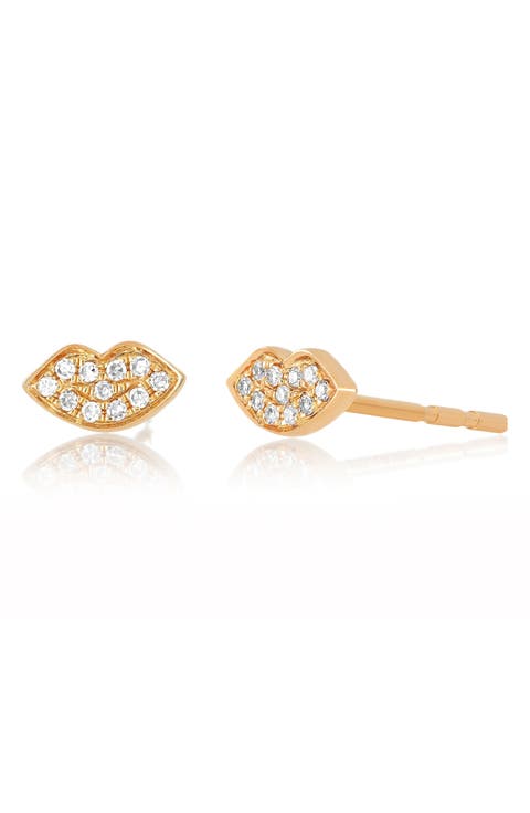 Mini Diamond Smooch Stud Earrings - 0.05ct.