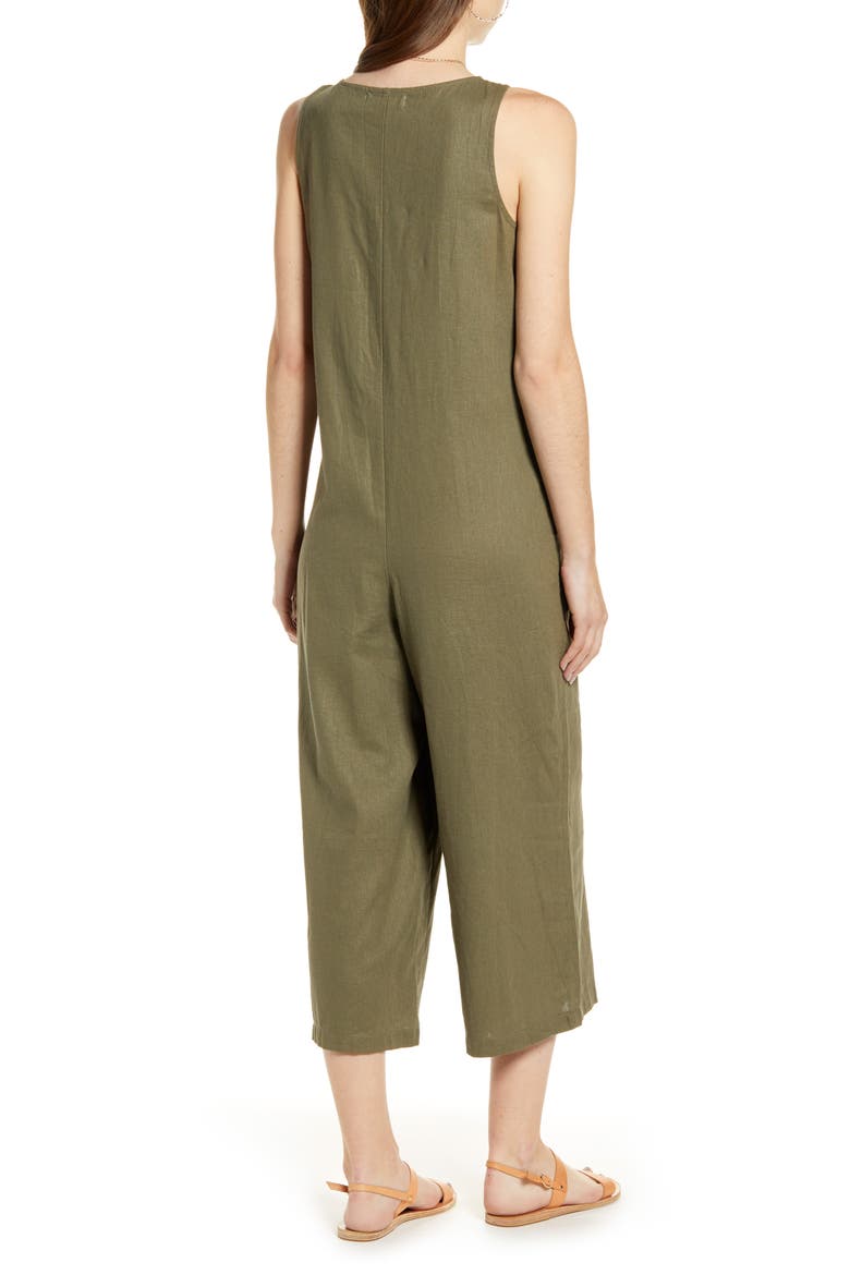 Button Front Jumpsuit, Alternate, color, OLIVE BURNT