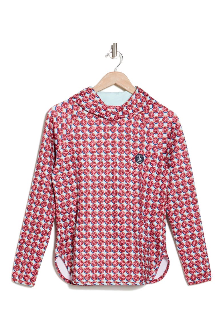 Pomegranate Geometric Golf Hoodie, Alternate, color, CORDOVAN