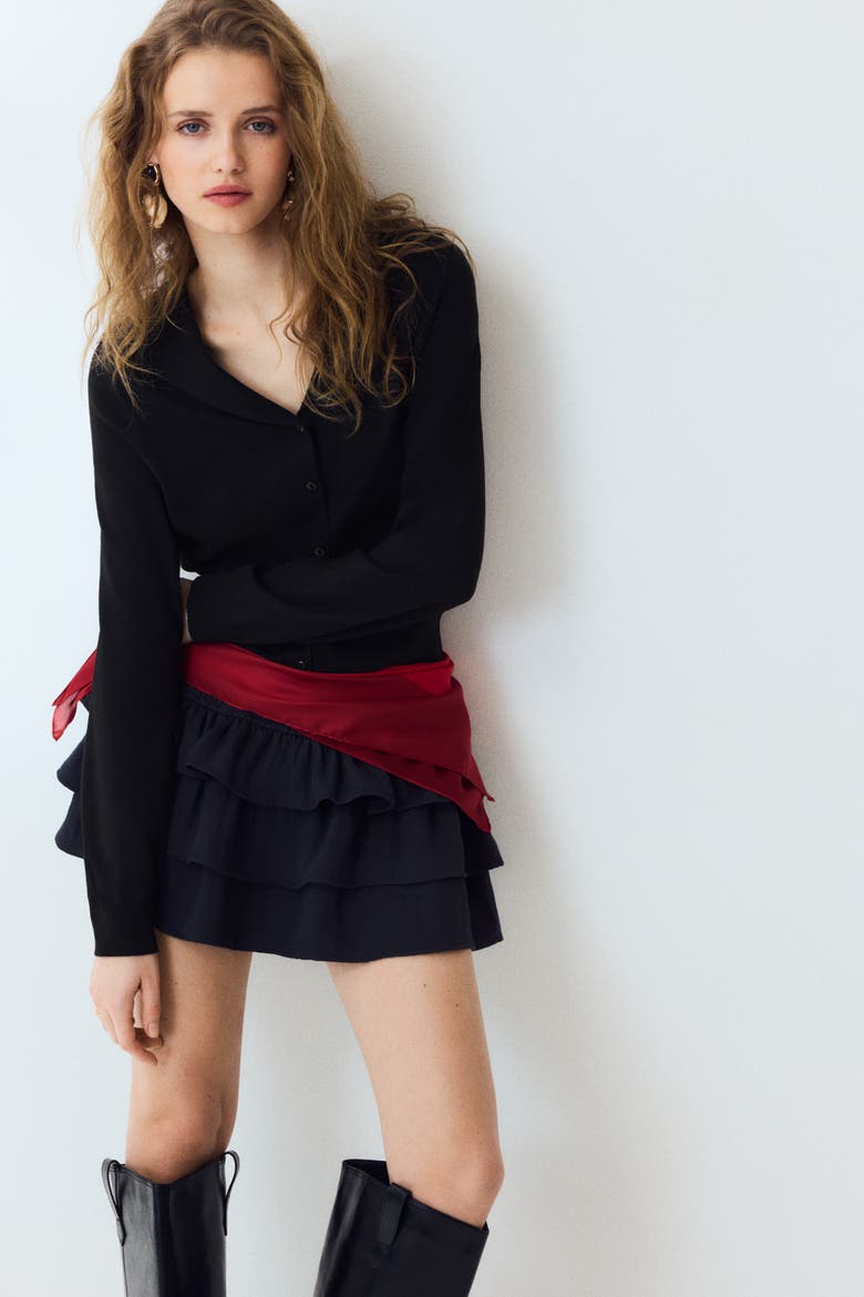 Collared Cardigan, Alternate, color, Black