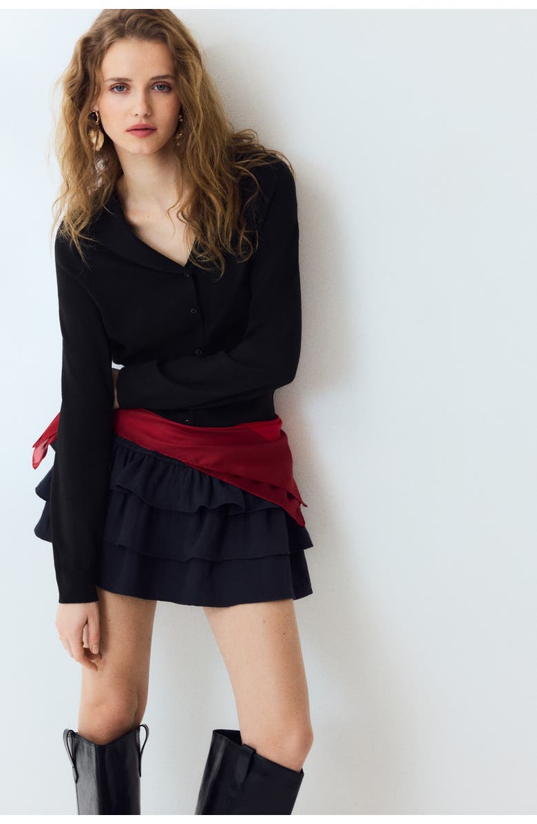 H&M Collared Cardigan, Alternate, color, Black