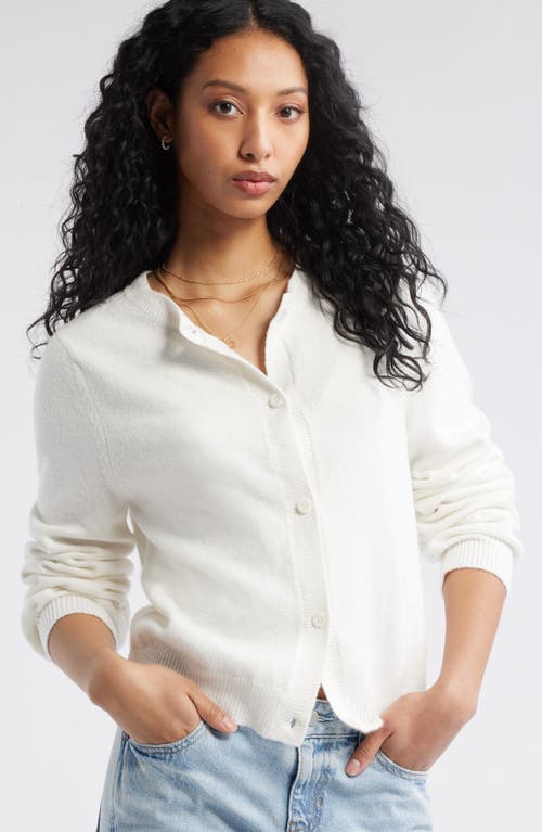 Bp. Crewneck Cotton Blend Cardigan In Ivory