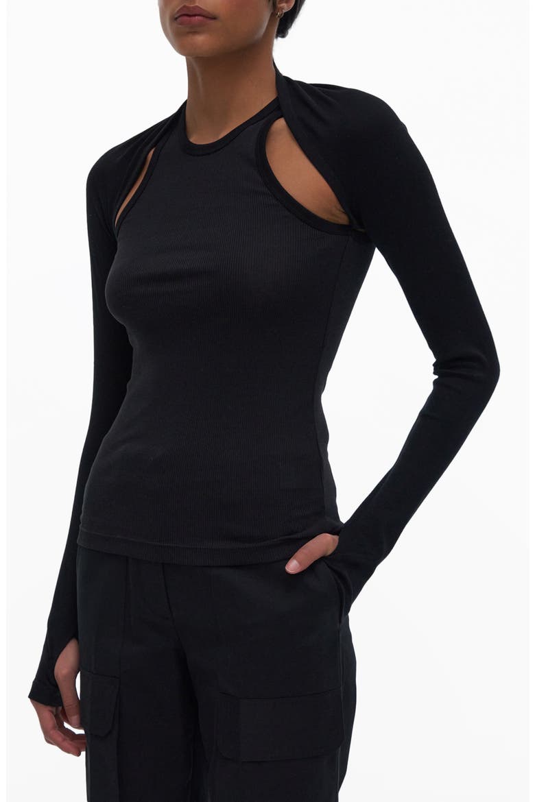 Double Rib Tee & Bolero Set, Alternate, color, BASALT BLACK