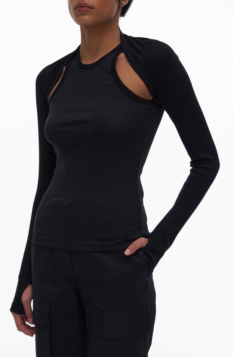 Helmut Lang Double Rib Tee & Bolero Set, Alternate, color, 
