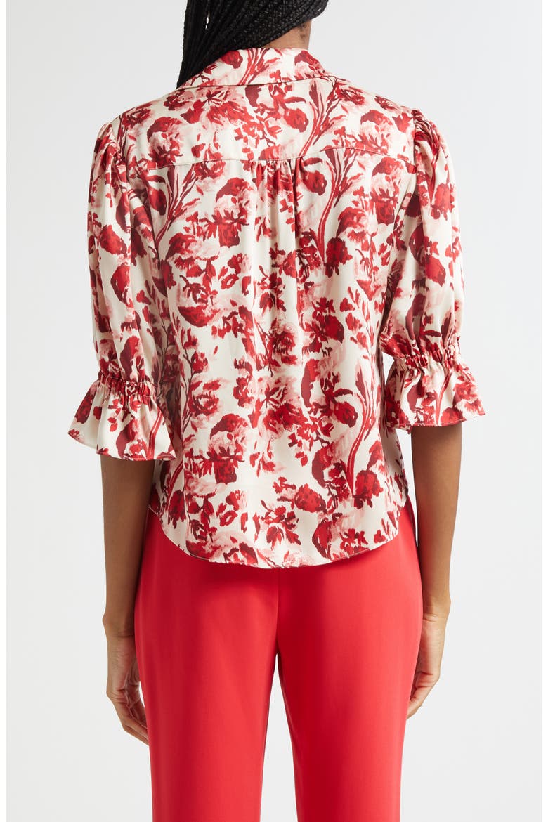 Fiona Floral Ribbons Button-Up Shirt, Alternate, color, CHERRY ROSE MULTI