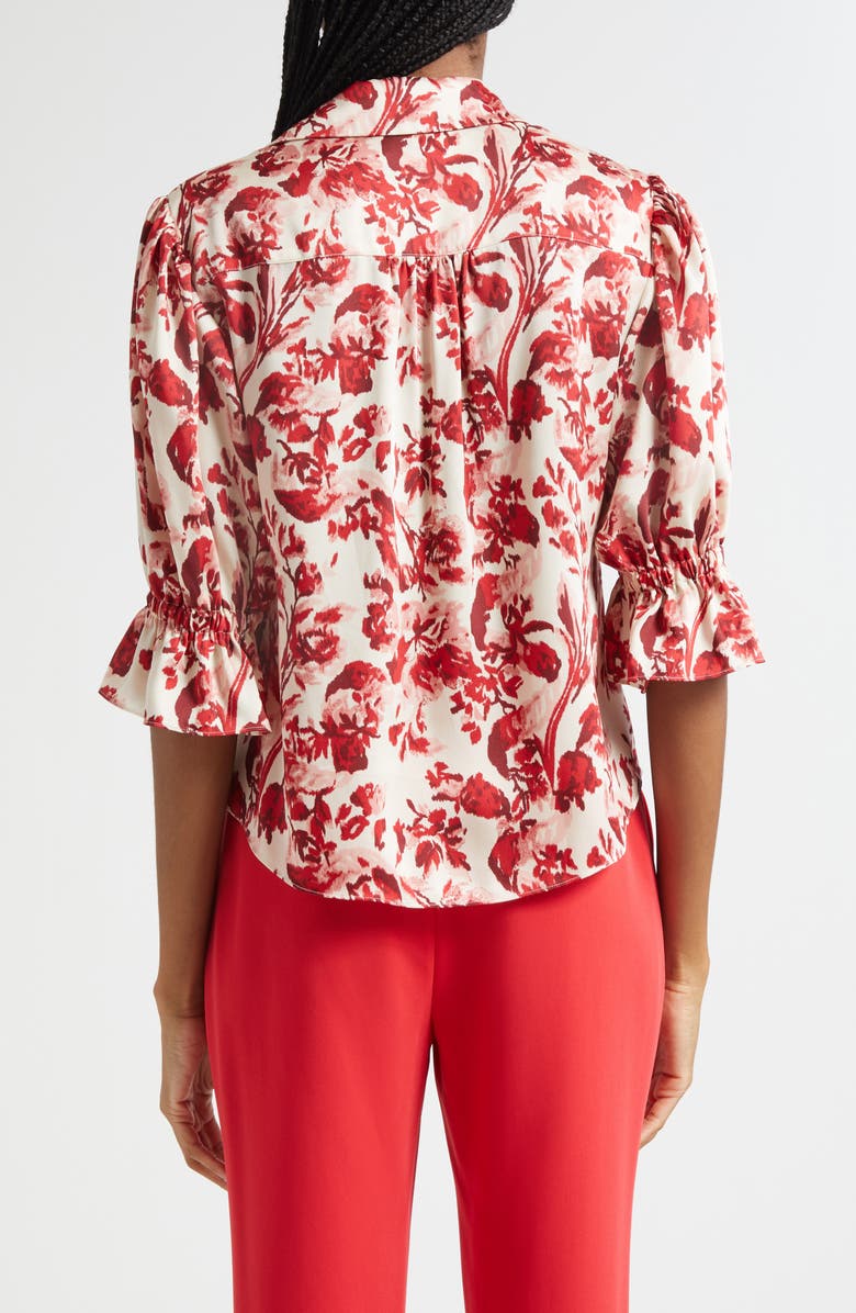 Cinq à Sept Fiona Floral Ribbons Button-Up Shirt, Alternate, color, Cherry Rose Multi