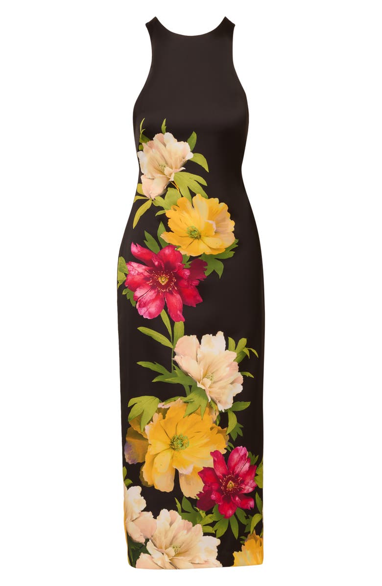 Adrianna Papell Printed Satin Cocktail Dress, Alternate, color, Black Multi