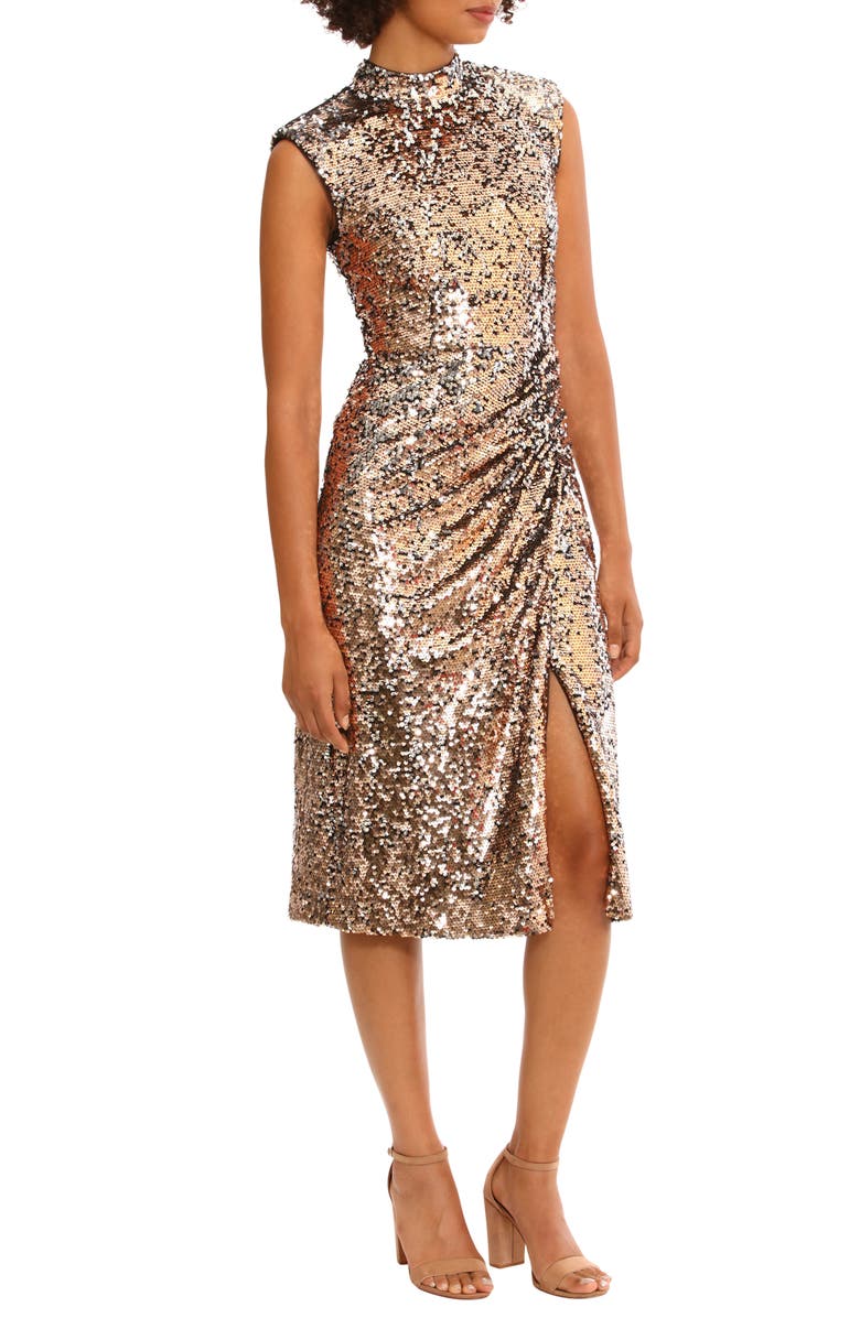 DONNA MORGAN FOR MAGGY Sequin Mock Neck Cocktail Dress, Alternate, color,