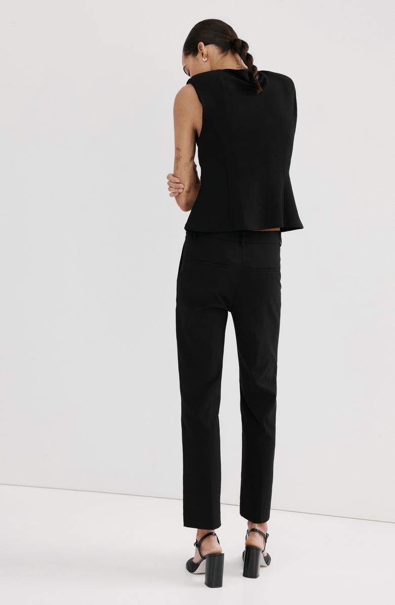 MANGO Sleeveless Flare Top with Shoulder Pads, Alternate, color, Black