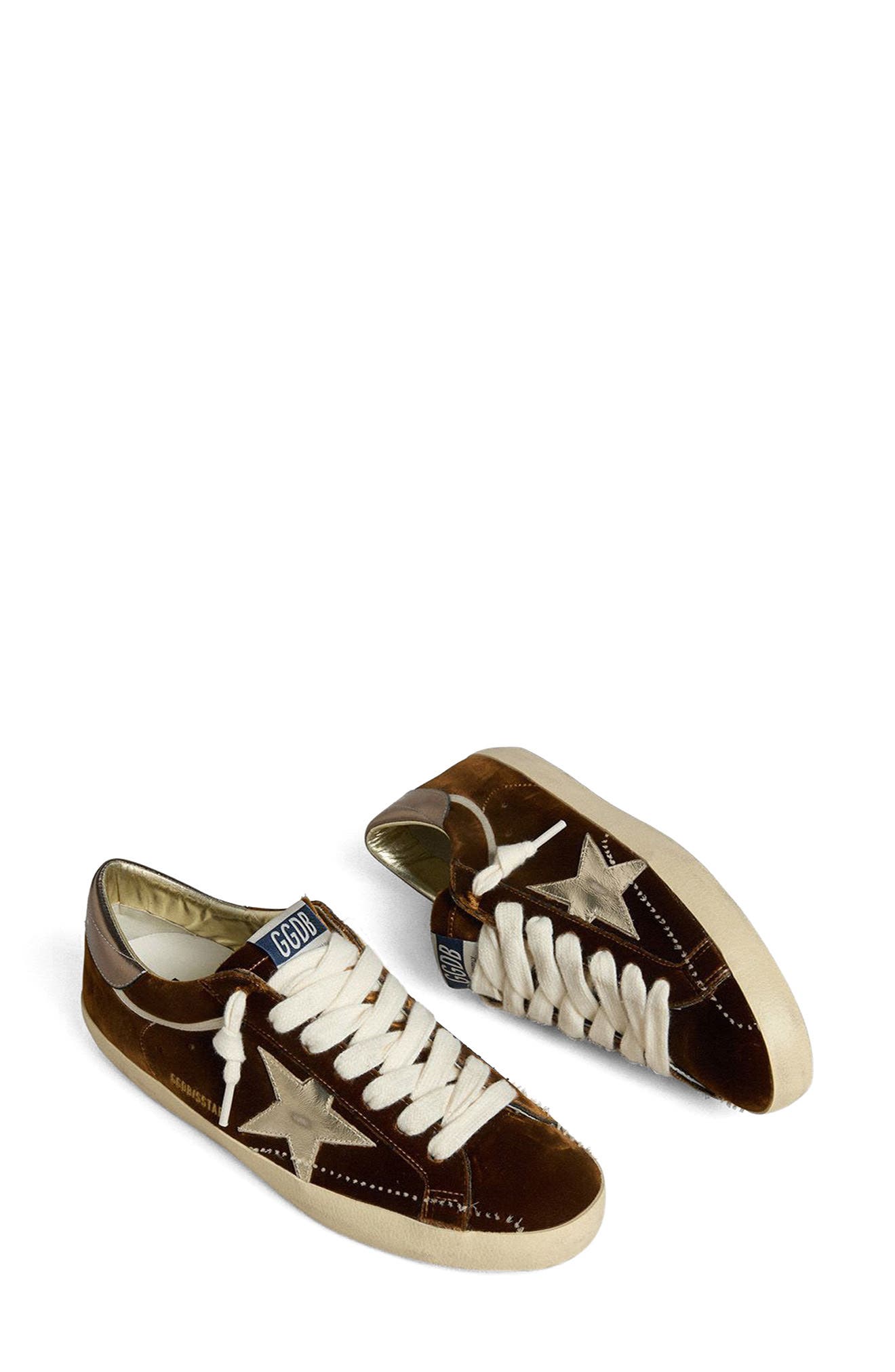Golden Goose Super-Star Low Top Sneaker, Alternate, color, Cognac/ Platinum/ Gun Metal