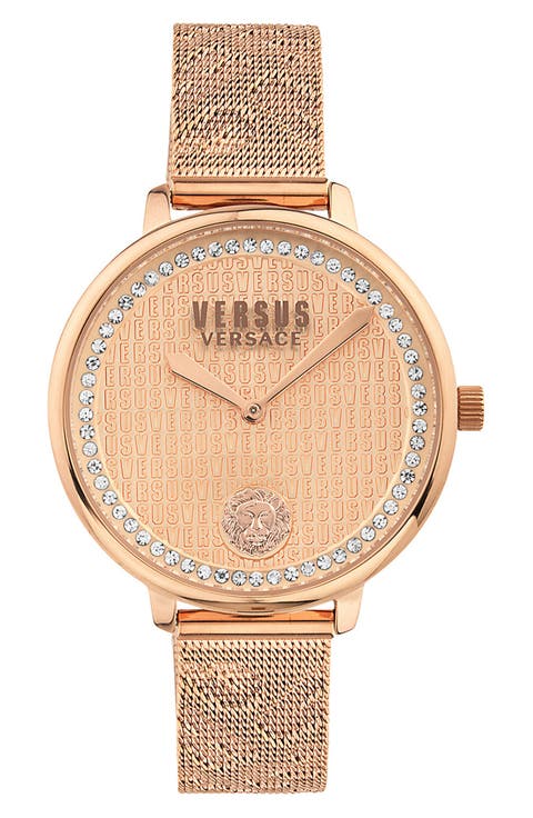 La Villette Crystal Mesh Strap Watch, 36mm