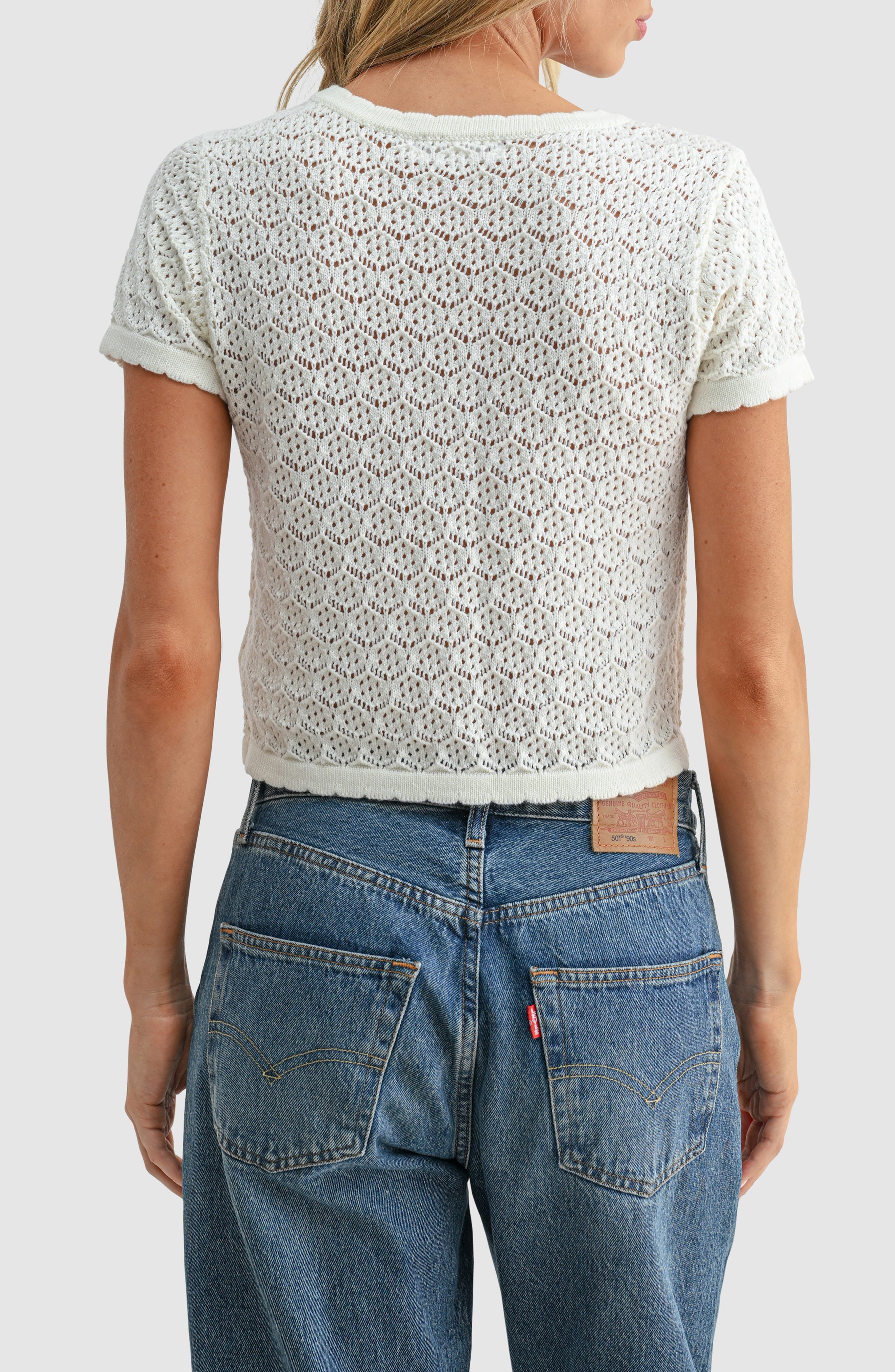 Pointelle Scallop Button-Up Shirt - image 2