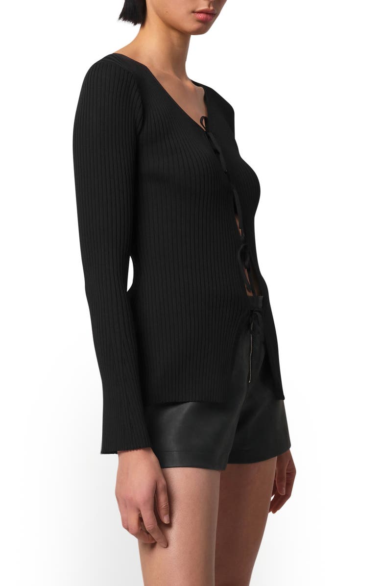 Apparis Wren Tie Front Rib Cardigan, Alternate, color, 