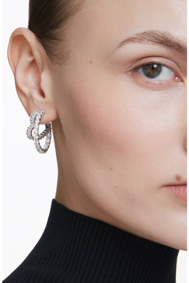 Matrix Heart Hoop Earrings, Alternate, color, WHITE