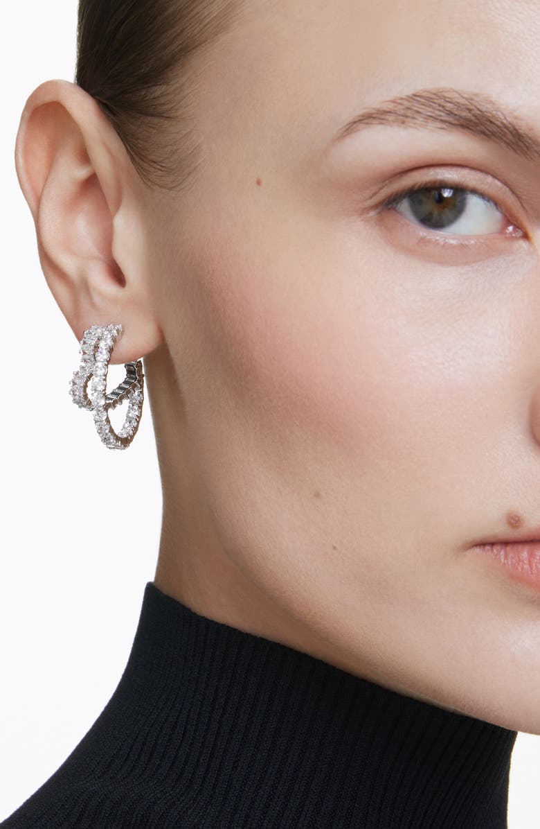 Swarovski Matrix Heart Hoop Earrings, Alternate, color, White