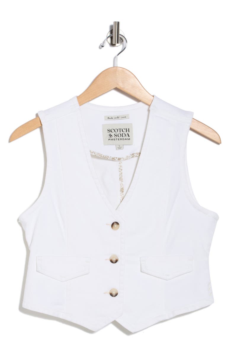 Scotch & Soda The Denim Crop Vest, Alternate, color, Blanc De Blanc