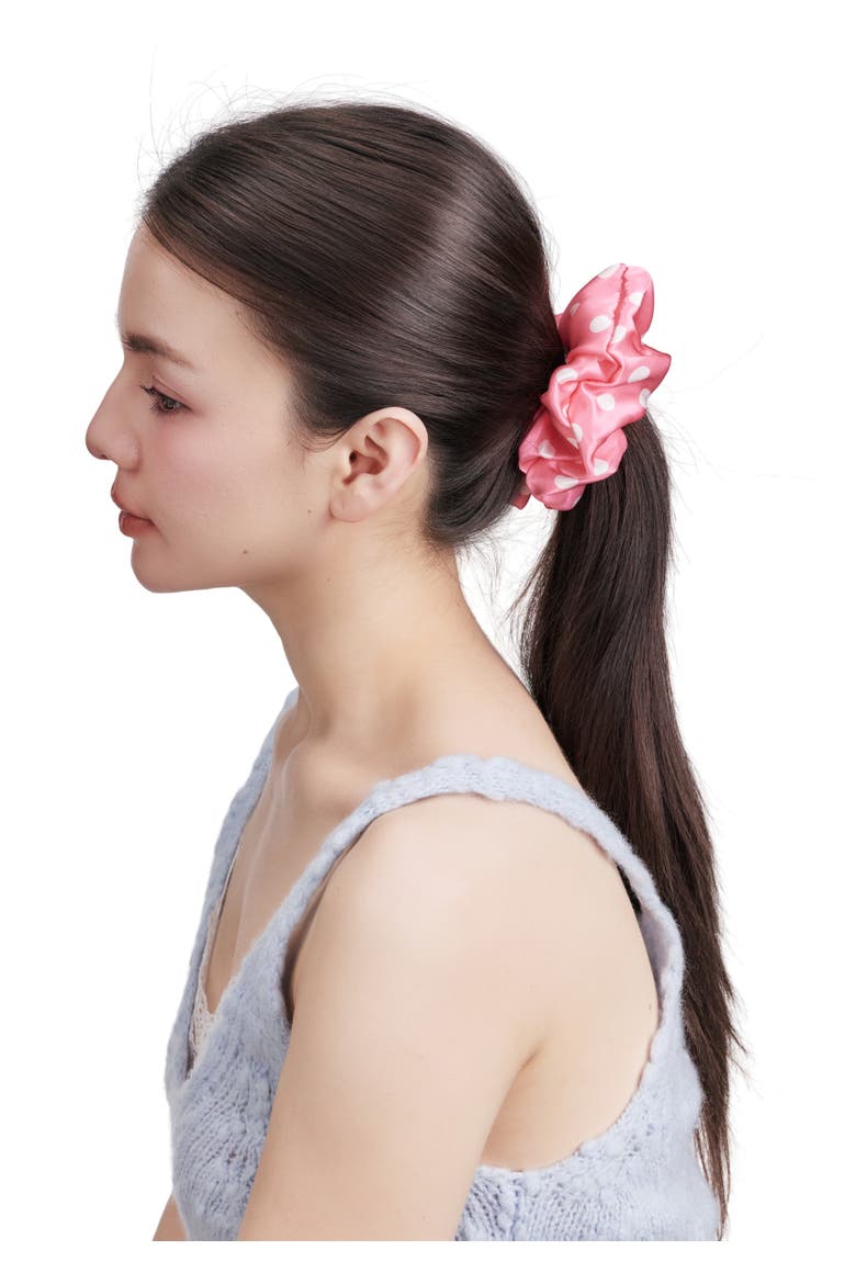 Petite Dot Silk Scrunchie, Alternate, color, Pink