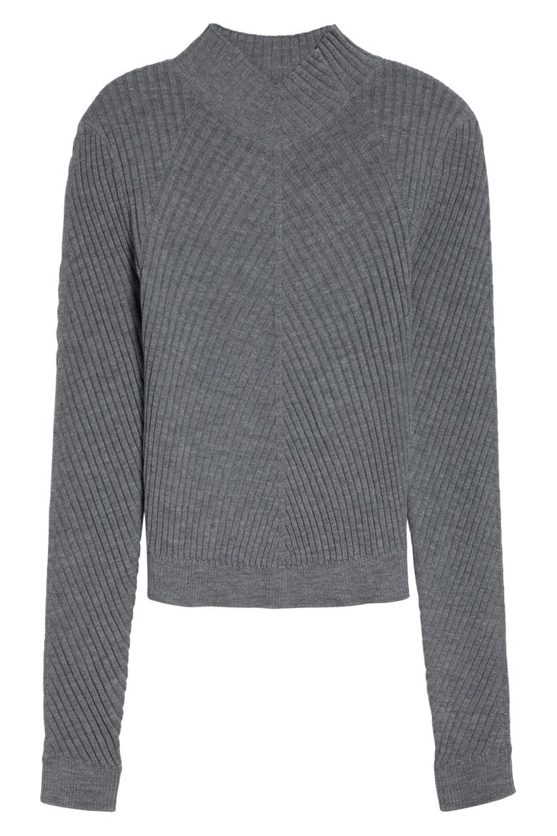 Merino Wool Rib Sweater, Alternate, color, GREY MARL