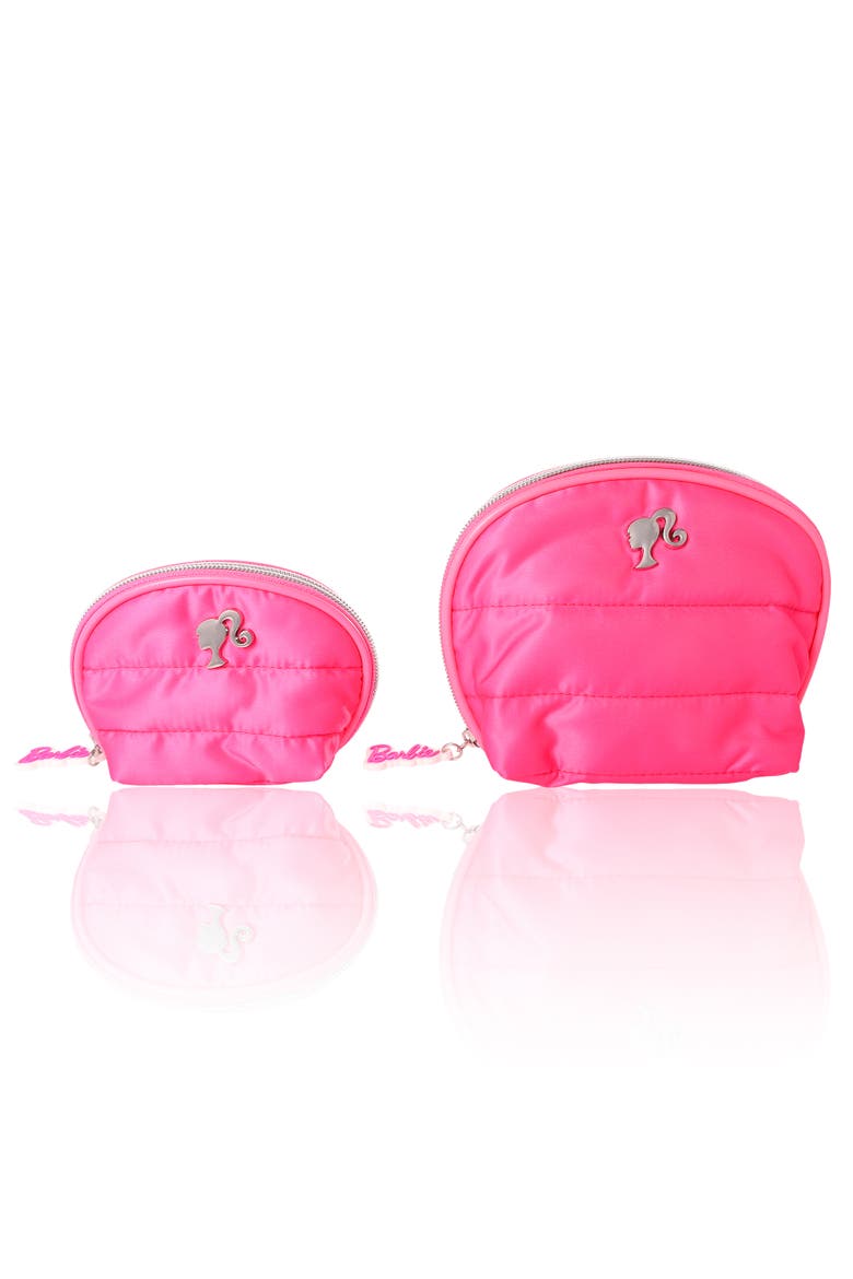 Pink Quilted Makeup Bag Set, Large and Small, Alternate, color, Pink