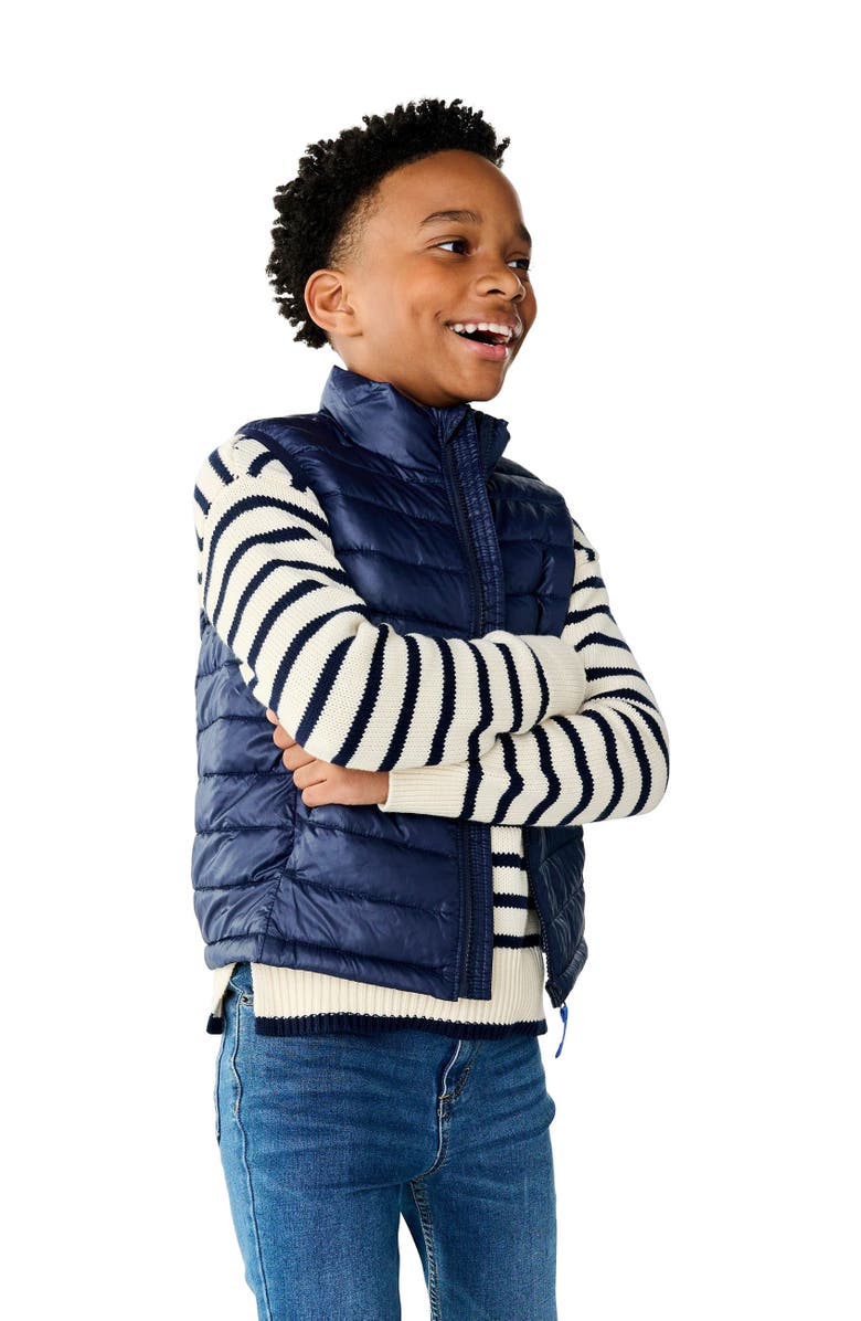 Primary Kids Lightweight Puffer Vest, Alternate, color, Navy