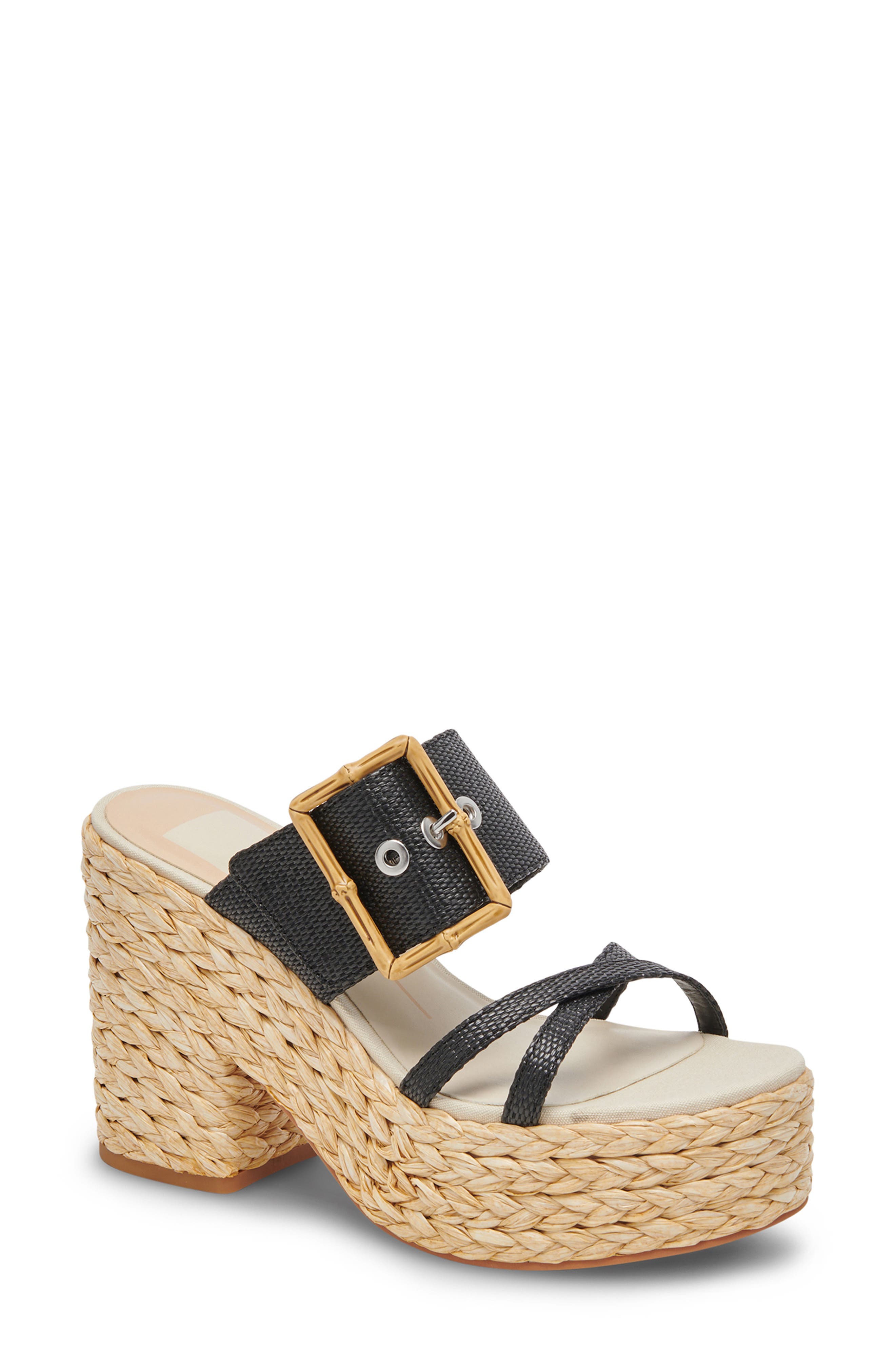 Dolce Vita Edwina Raffia Platform Slide Sandal, Main, color, 