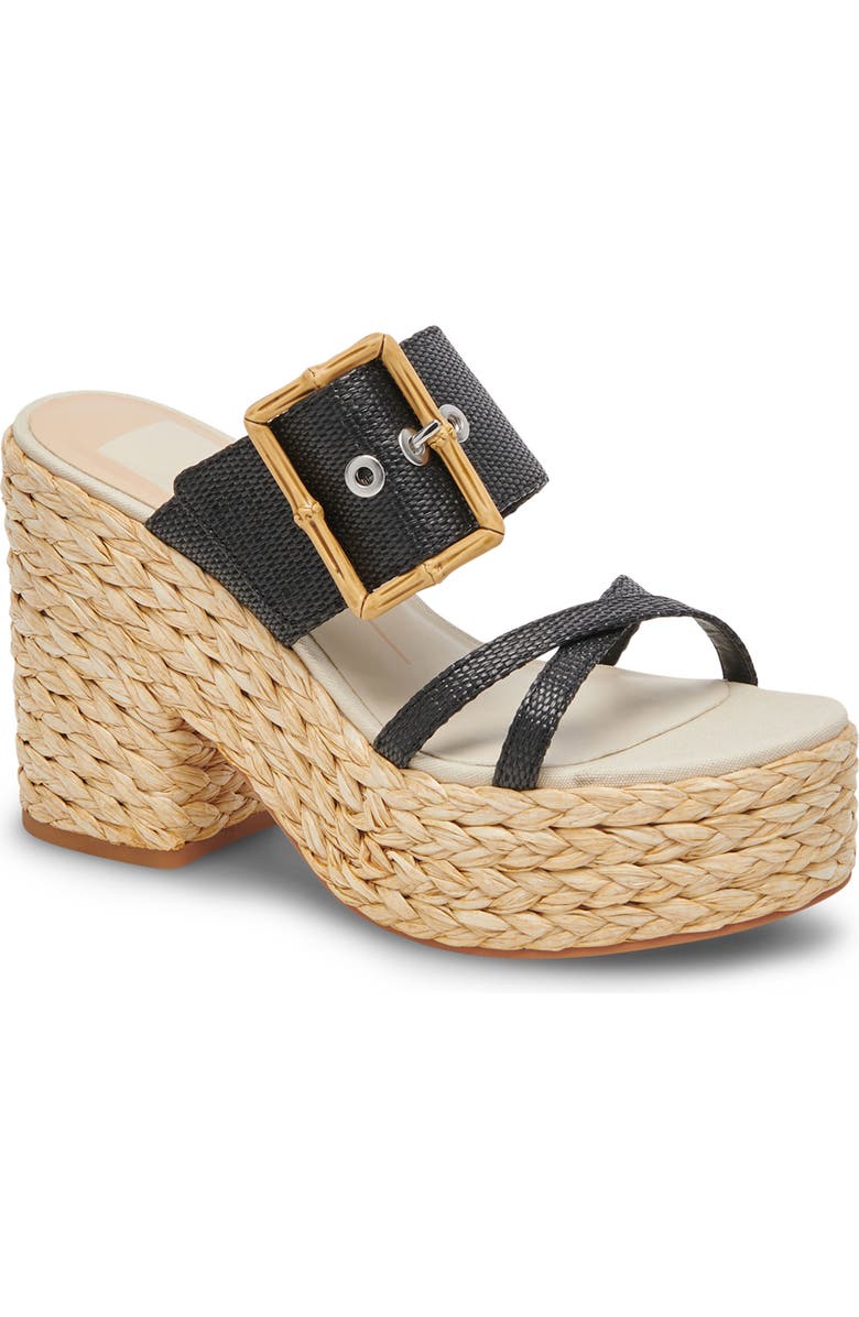 Dolce Vita Edwina Raffia Platform Slide Sandal, Main, color,